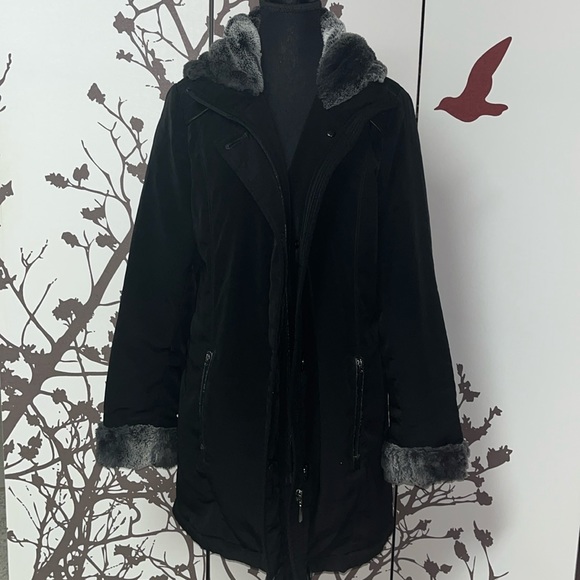 ⭐️ HOST PICK ALIA Size M Womens Black&Grey/White Faux Fur Winter Jacket/Coat $60 - Picture 1 of 14